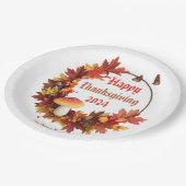 Custom Autumn Leaves Happy Thanksgiving Papieren Bordje (Gekanteld)