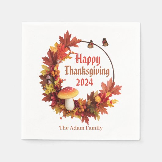 Custom Autumn Leaves Happy Thanksgiving Servet (Voorkant)