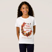 Custom Autumn Leaves Happy Thanksgiving T-shirt (Voorkant volledig)