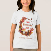 Custom Autumn Leaves Happy Thanksgiving Tri-Blend Shirt (Voorkant)