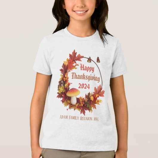 Custom Autumn Leaves Happy Thanksgiving Tri-Blend Shirt (Voorkant)