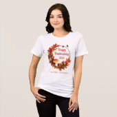 Custom Autumn Leaves Happy Thanksgiving Tri-Blend Shirt (Voorkant volledig)