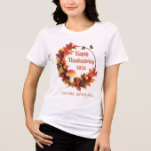 Custom Autumn Leaves Happy Thanksgiving Tri-Blend Shirt (Voorkant)