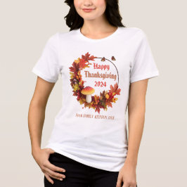 Custom Autumn Leaves Happy Thanksgiving Tri-Blend Shirt