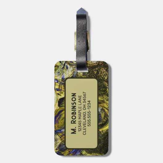 Custom Avignon Olijfgroen Abstract Bagagelabel (Achterkant verticaal)