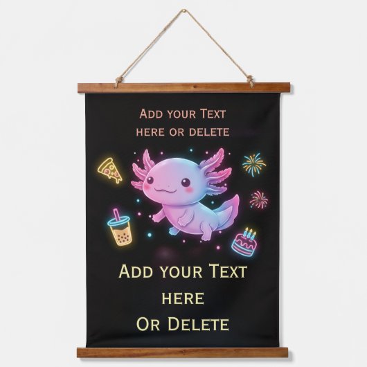 Custom Axolotl Cute Glowing Party Wall Tapestry Hangend Wandkleed (Voorkant)