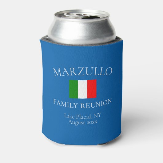 Custom Azure Blue Family Reunion Souvenir|Favor Blikjeskoeler (Blikje Achterkant)