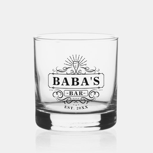 Custom Baba's Bar Jaar Vastgesteld Glas (Voorkant)