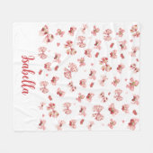 Custom baby blanket with pink bows & strawberries  fleece deken (Voorkant (Horizontaal))