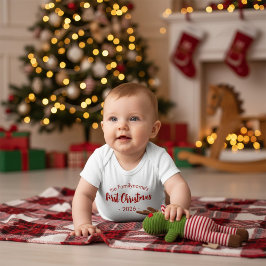 Custom Baby Bodysuit Family Name First Christmas