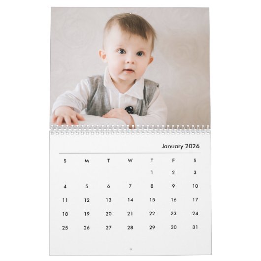 Custom Baby Boy & Family 14 Photo Calendar 2026 Kalender (Jan 2026)