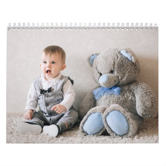 Custom Baby Boy & Family 14 Photo Calendar 2026 Kalender (Hoes)