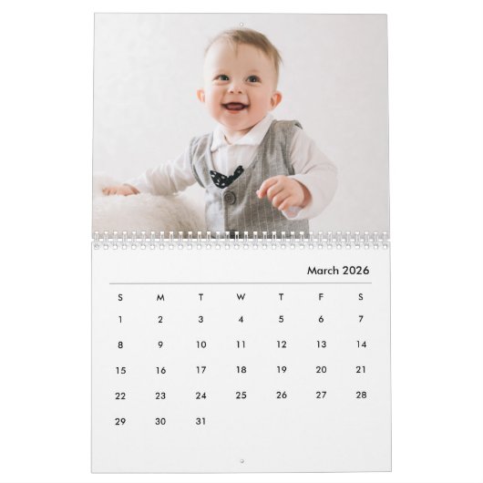 Custom Baby Boy & Family 14 Photo Calendar 2026 Kalender (Mar 2026)