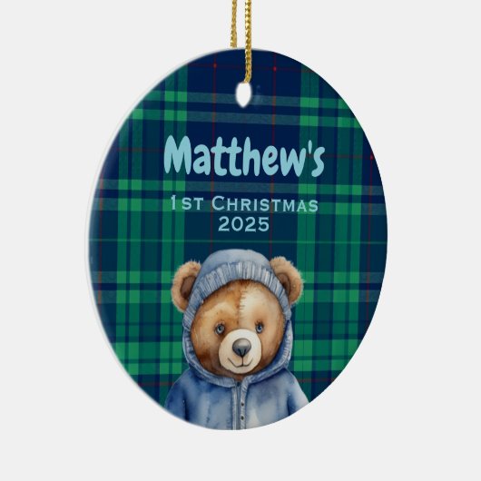 Custom Baby Boy First Christmas Ornament Bear (Rechts)