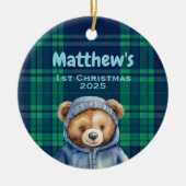 Custom Baby Boy First Christmas Ornament Bear (Voorkant)