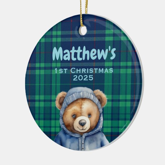 Custom Baby Boy First Christmas Ornament Bear (Links)