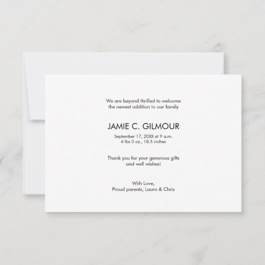 Custom Baby Boy Shower Dank je geboorte Bedankkaart (Achterkant)