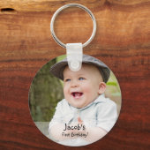 Custom Baby boy's eerste verjaardag foto naam guns Sleutelhanger (Achterkant)
