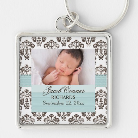 Custom Baby Damask Photo Sleutelhanger Blue en Bro (Voorkant)