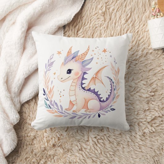 Custom Baby Dragon Pillow Boho Floral Design - Kussen (Deken)