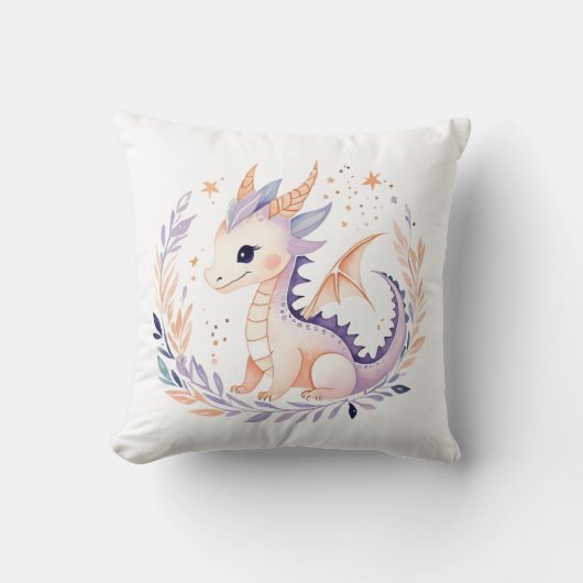 Custom Baby Dragon Pillow Boho Floral Design - Kussen (Voorkant)
