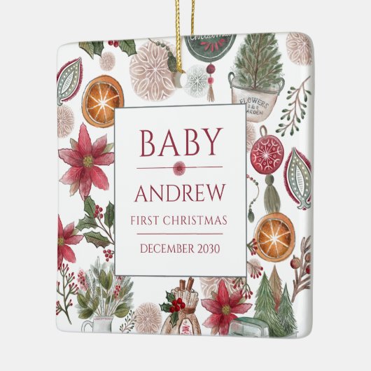 Custom Baby Eerste Kerst Keepsake Kerst Keramisch Ornament (Links)