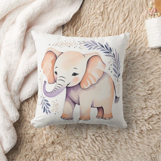 Custom Baby Elephant Pillow Boho Floral Design - Kussen (Deken)