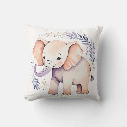 Custom Baby Elephant Pillow Boho Floral Design - Kussen (Voorkant)