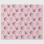 Custom Baby Face, Custom Family 3 Foto's Roze Cadeaupapier (Vlak)