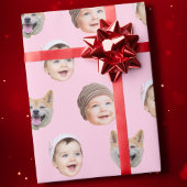 Custom Baby Face, Custom Family 3 Foto's Roze Cadeaupapier