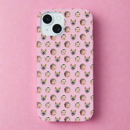 Custom Baby Face, Custom Family 3 Foto's Roze iPhone 15 Case