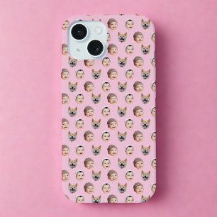 Custom Baby Face, Custom Family 3 Foto's Roze iPhone 15 Case