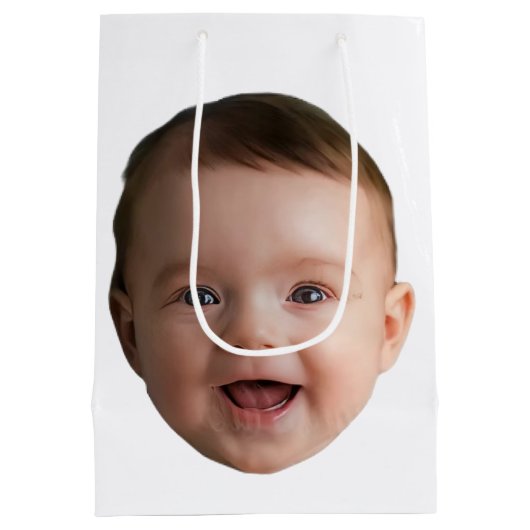Custom Baby Face, Funny custom photo Medium Cadeauzakje (Achterkant)