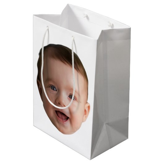 Custom Baby Face, Funny custom photo Medium Cadeauzakje (Achterkant Gekanteld)