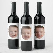 Custom Baby Face, Funny custom photo Wijn Etiket (Flessen)