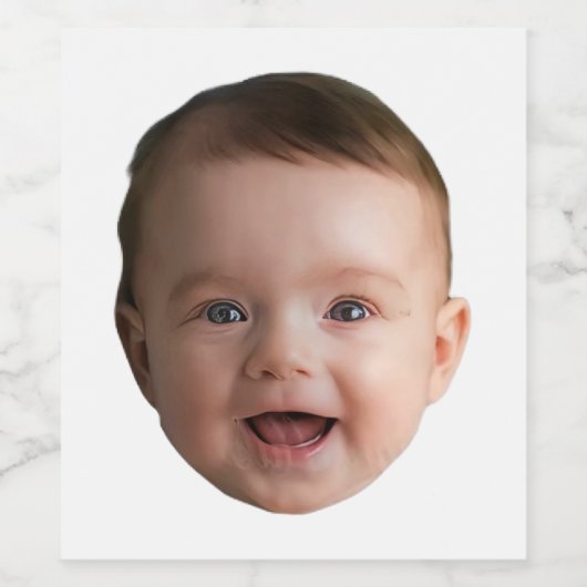 Custom Baby Face, Funny custom photo Wijn Etiket (Enkel label)