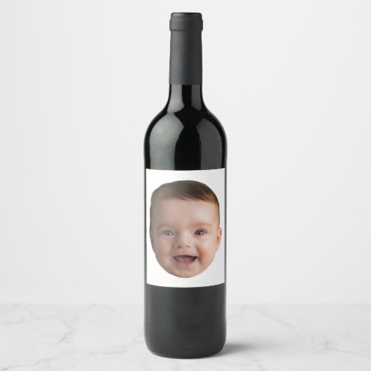 Custom Baby Face, Funny custom photo Wijn Etiket (Voorkant)