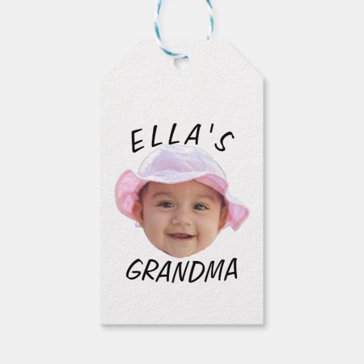 Custom Baby Face Photo Text Grandma Cadeaulabel (Achterkant)