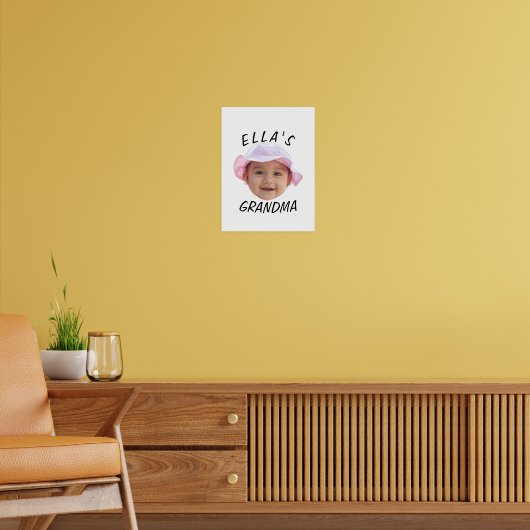 Custom Baby Face Photo Text Grandma Poster (Woonkamer 2)