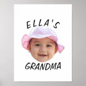 Custom Baby Face Photo Text Grandma Poster (Voorkant)