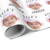 Custom Baby Face Photo Text Grandpa Cadeaupapier (Rol Hoek)