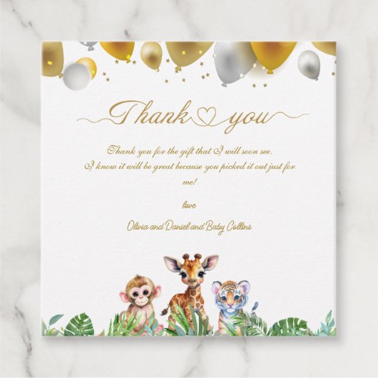 Custom Baby Giraffe Baby shower gunst Labels (Voorkant)