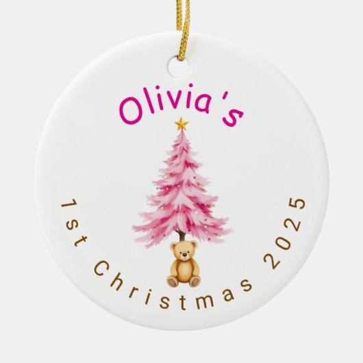 Custom Baby Girl First Christmas Ornament  (Voorkant)