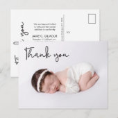 Custom Baby Girl Foto bedankt script Aankondigingskaart (Voorkant / Achterkant)