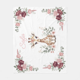 Custom Baby Girl Giraffe Blanket,Personalized Name Fleece Deken