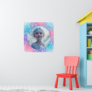 Custom Baby Girl – Pastel Waterverf Stars & Moon Poster