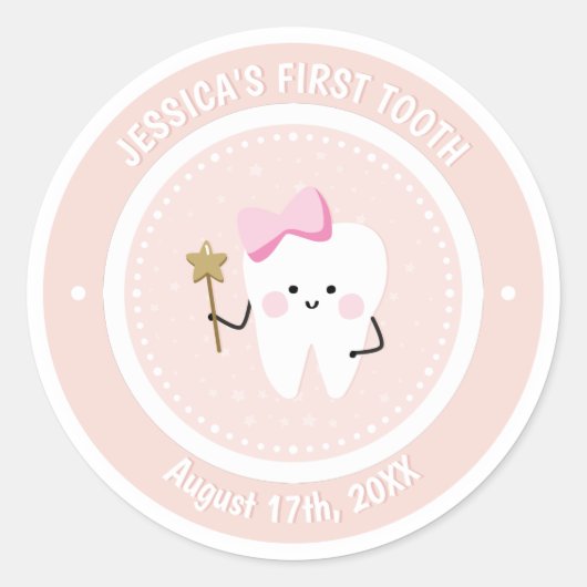 Custom Baby Girl Tooth Fairy Sticker (Voorkant)