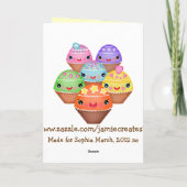 Custom Baby Girl's eerste verjaardag Cupcake Kaart (Achterkant)