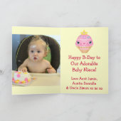 Custom Baby Girl's eerste verjaardag Cupcake Kaart (Binnen)
