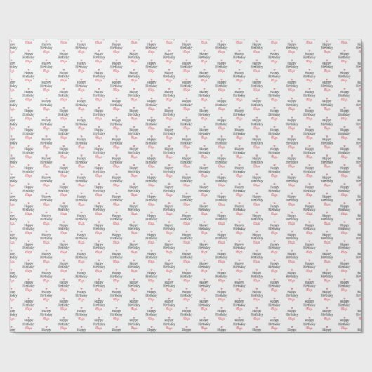 Custom Baby Girl's Happy Birthday Roze Naam Cadeaupapier (Vlak)